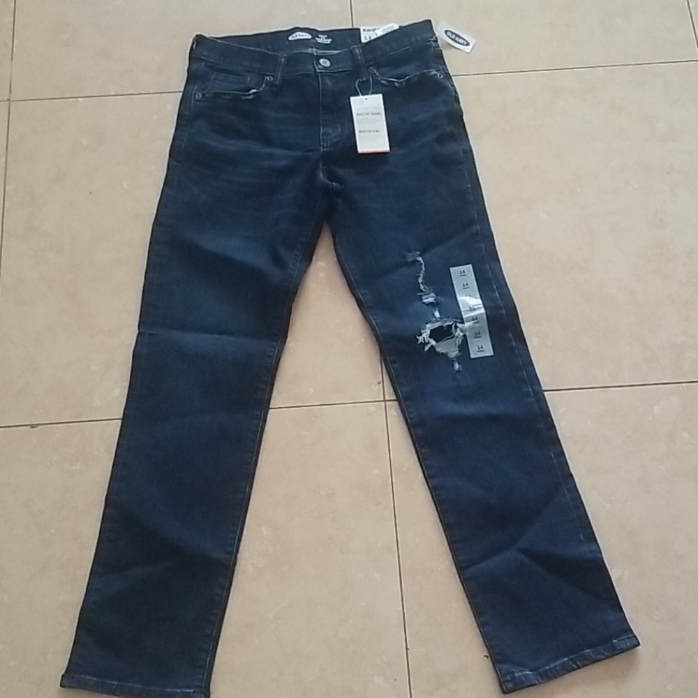 Dark Blue Slim Fit Rip Jeans